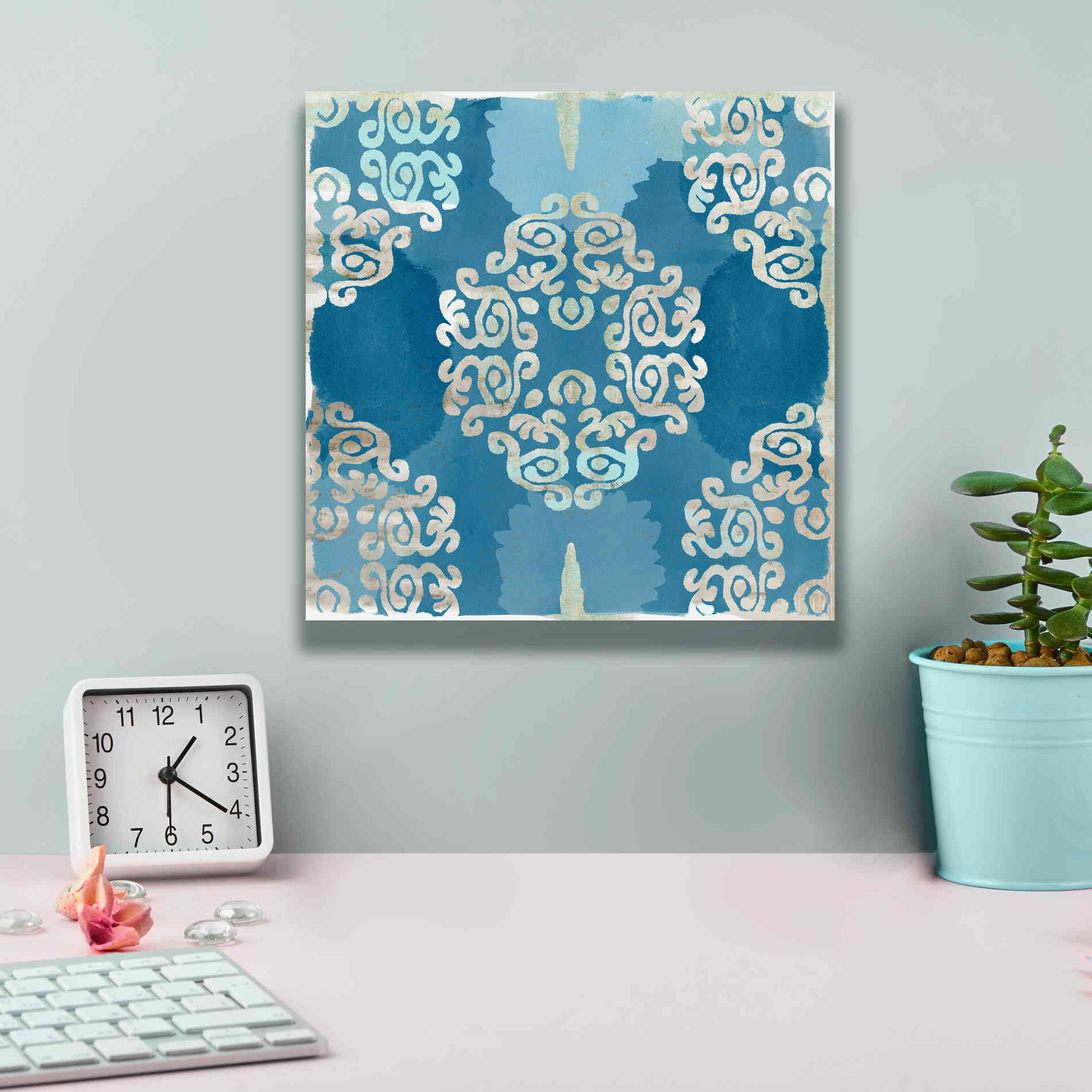 'Royal Blue Tile III' by Flora Kouta Giclee Canvas Wall Art,12 x 12