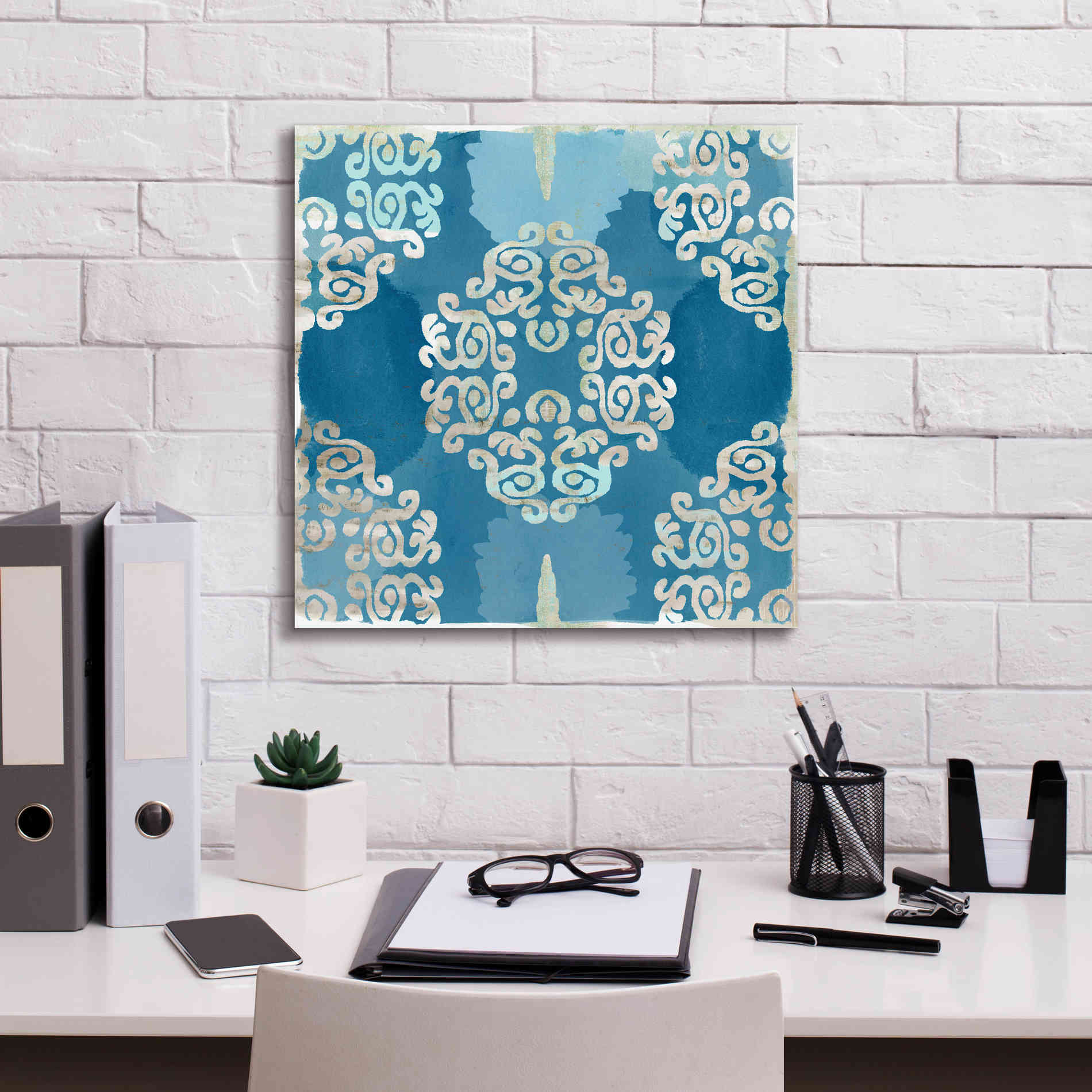 'Royal Blue Tile III' by Flora Kouta Giclee Canvas Wall Art,18 x 18