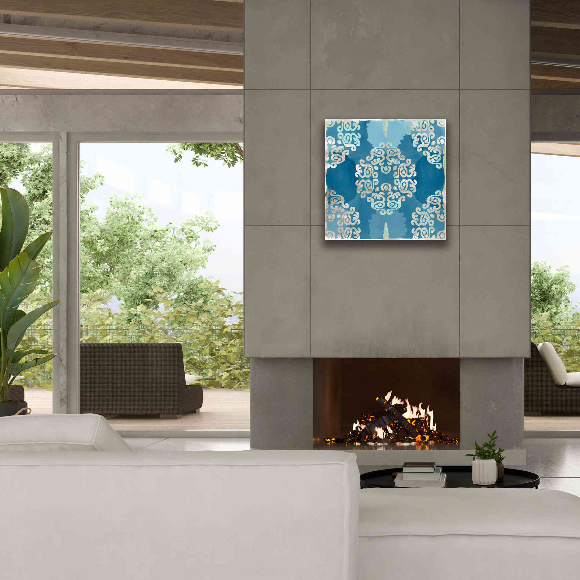 'Royal Blue Tile III' by Flora Kouta Giclee Canvas Wall Art,26 x 26
