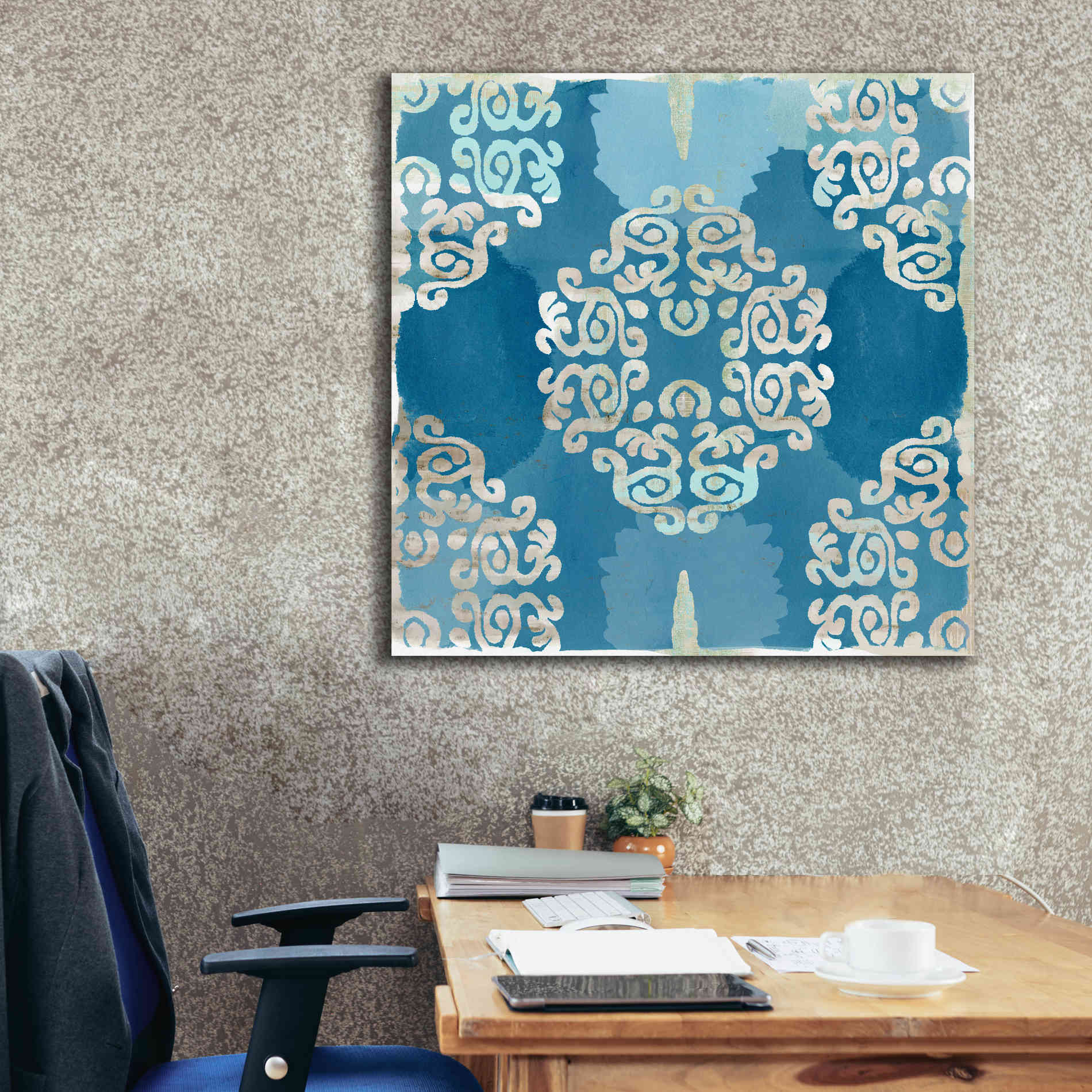 'Royal Blue Tile III' by Flora Kouta Giclee Canvas Wall Art,37 x 37