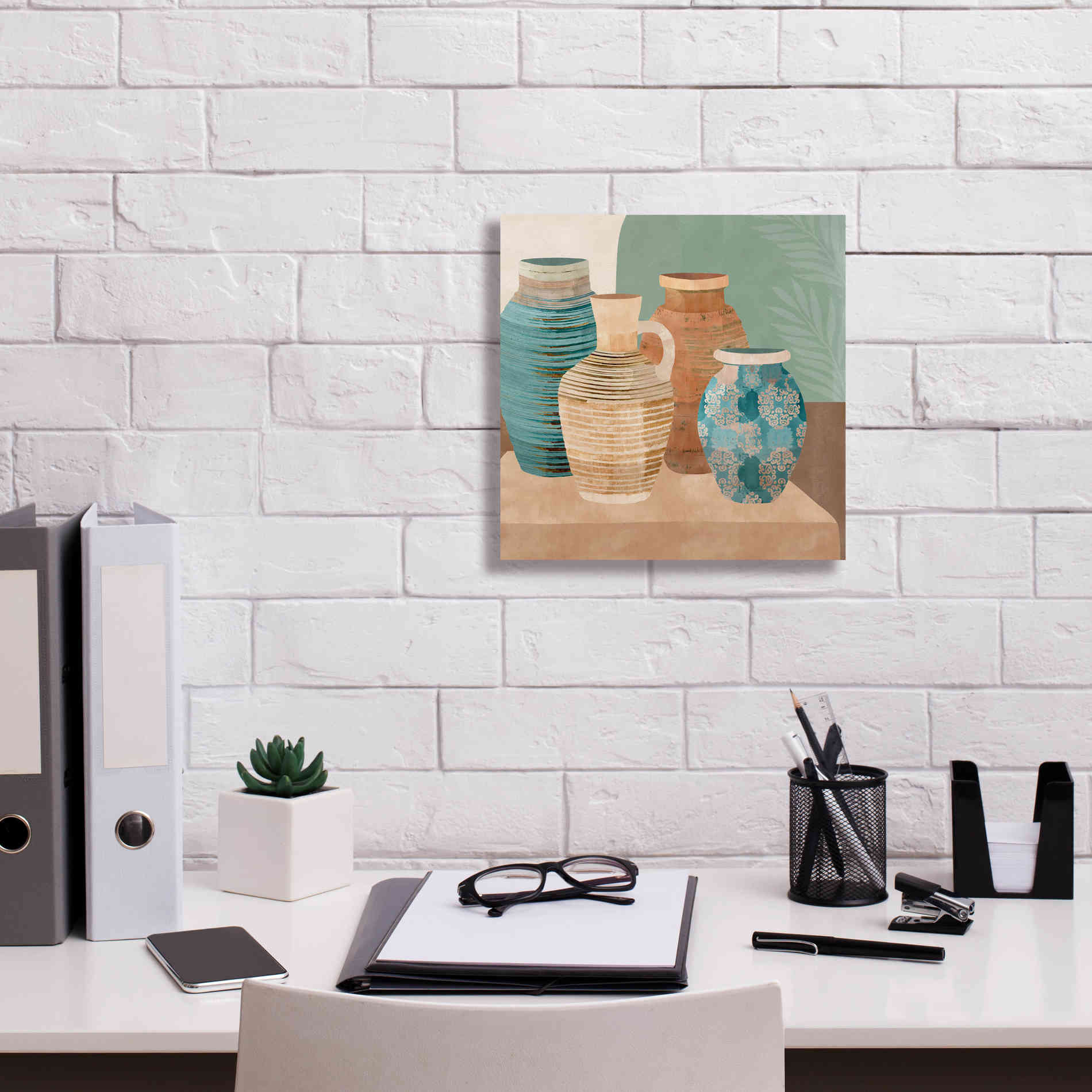 'Earthenware Pots I' by Flora Kouta Giclee Canvas Wall Art,12 x 12