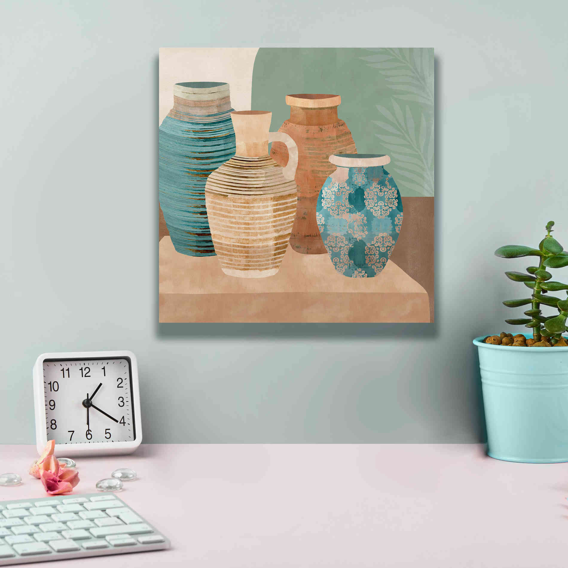 'Earthenware Pots I' by Flora Kouta Giclee Canvas Wall Art,12 x 12