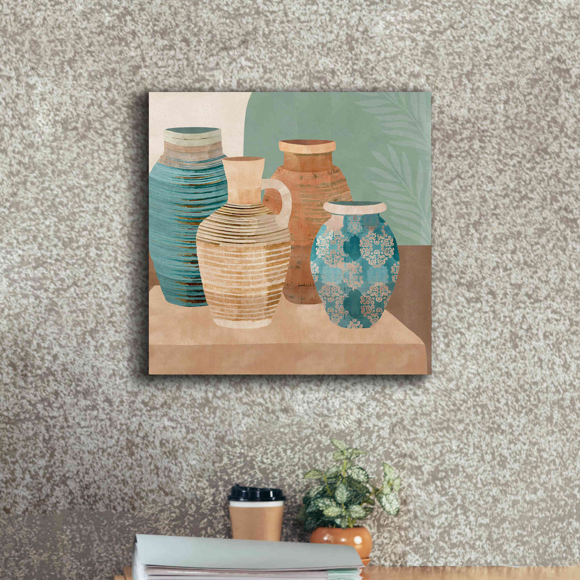 'Earthenware Pots I' by Flora Kouta Giclee Canvas Wall Art,18 x 18