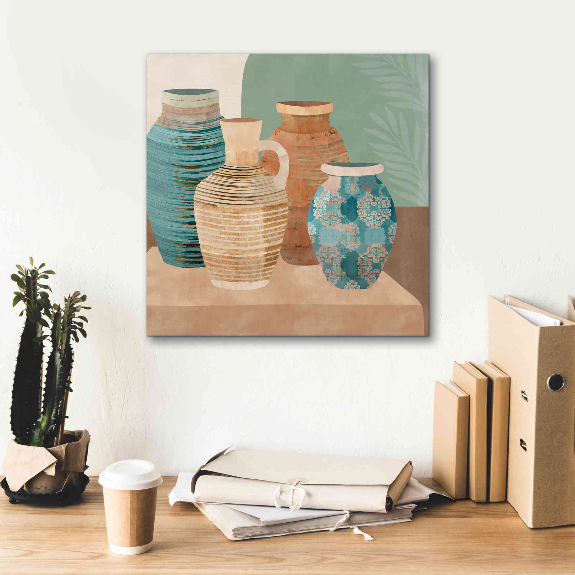 'Earthenware Pots I' by Flora Kouta Giclee Canvas Wall Art,18 x 18
