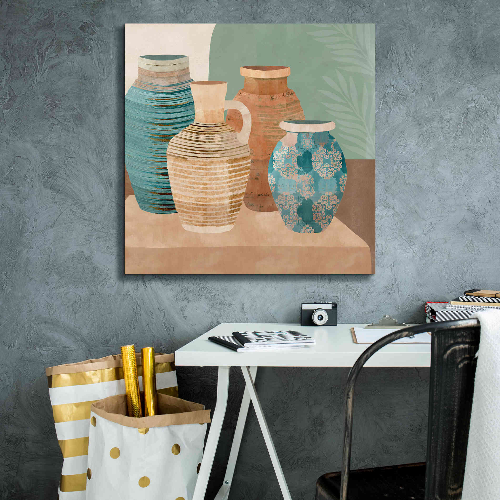 'Earthenware Pots I' by Flora Kouta Giclee Canvas Wall Art,26 x 26