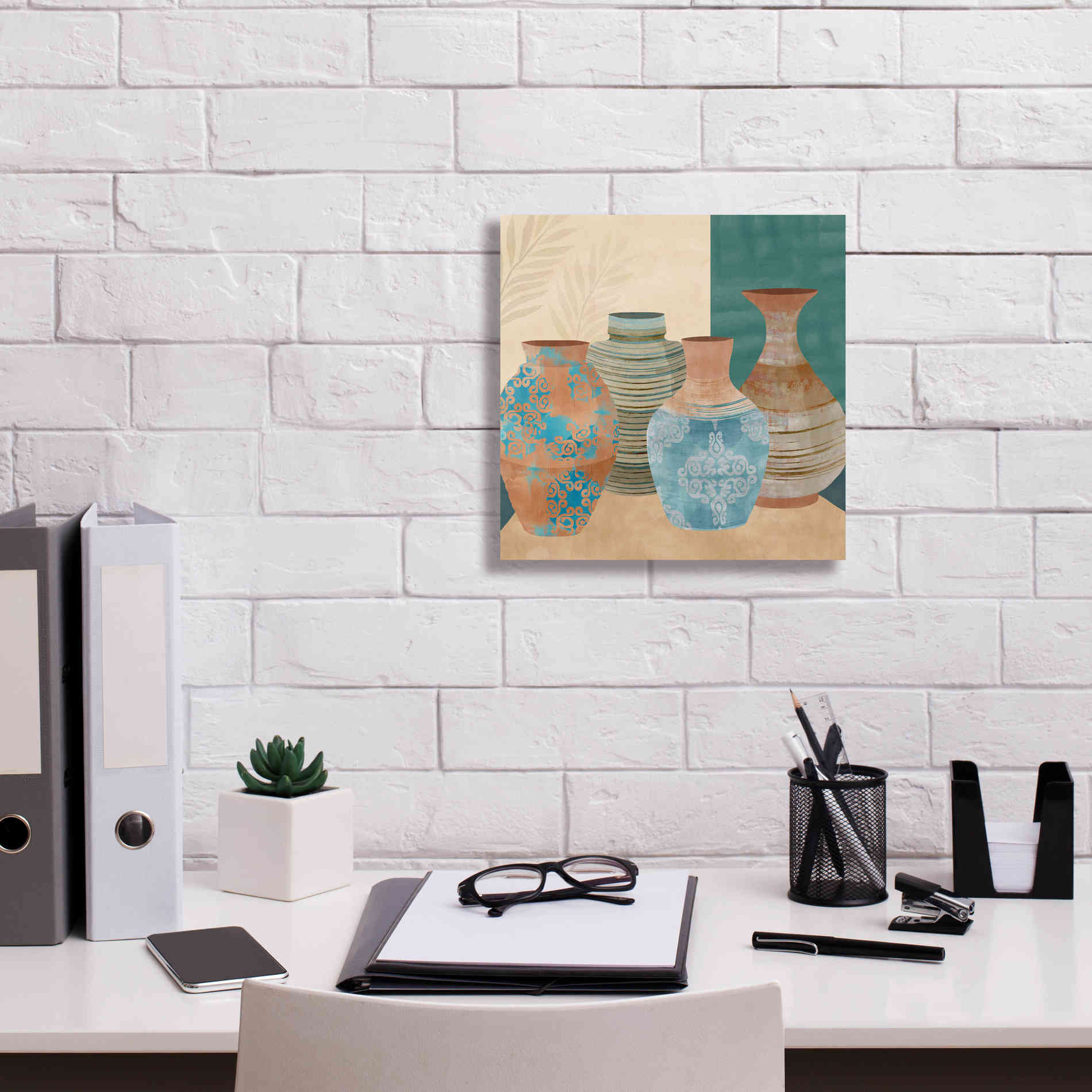 'Earthenware Pots II' by Flora Kouta Giclee Canvas Wall Art,12 x 12