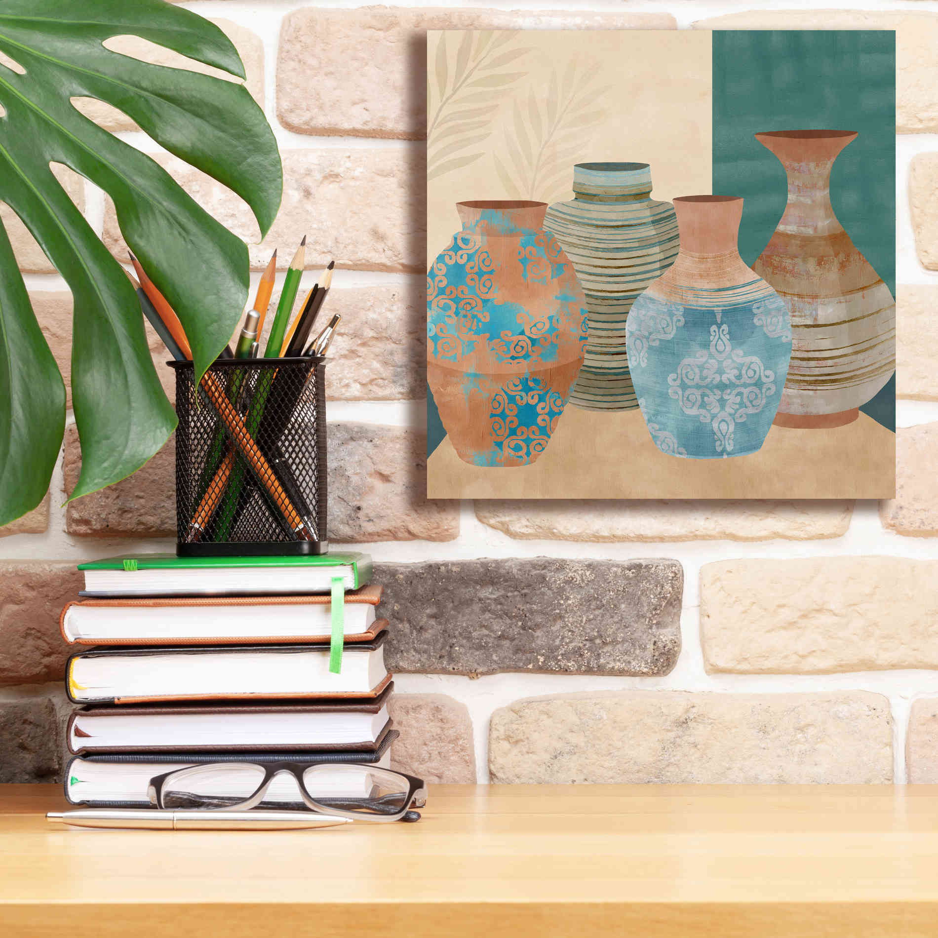 'Earthenware Pots II' by Flora Kouta Giclee Canvas Wall Art,12 x 12