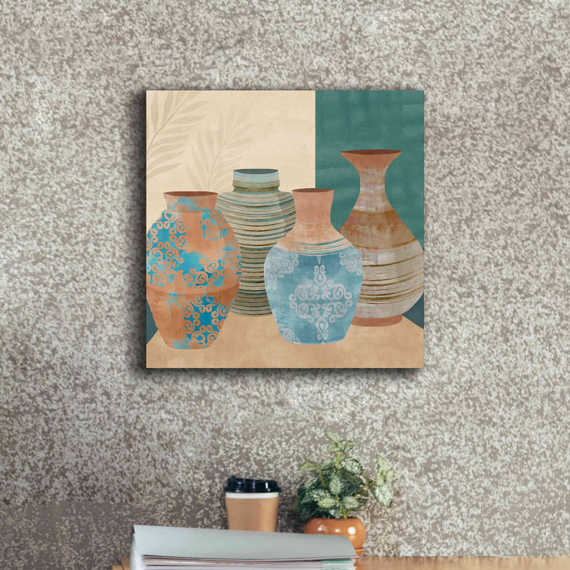 'Earthenware Pots II' by Flora Kouta Giclee Canvas Wall Art,18 x 18
