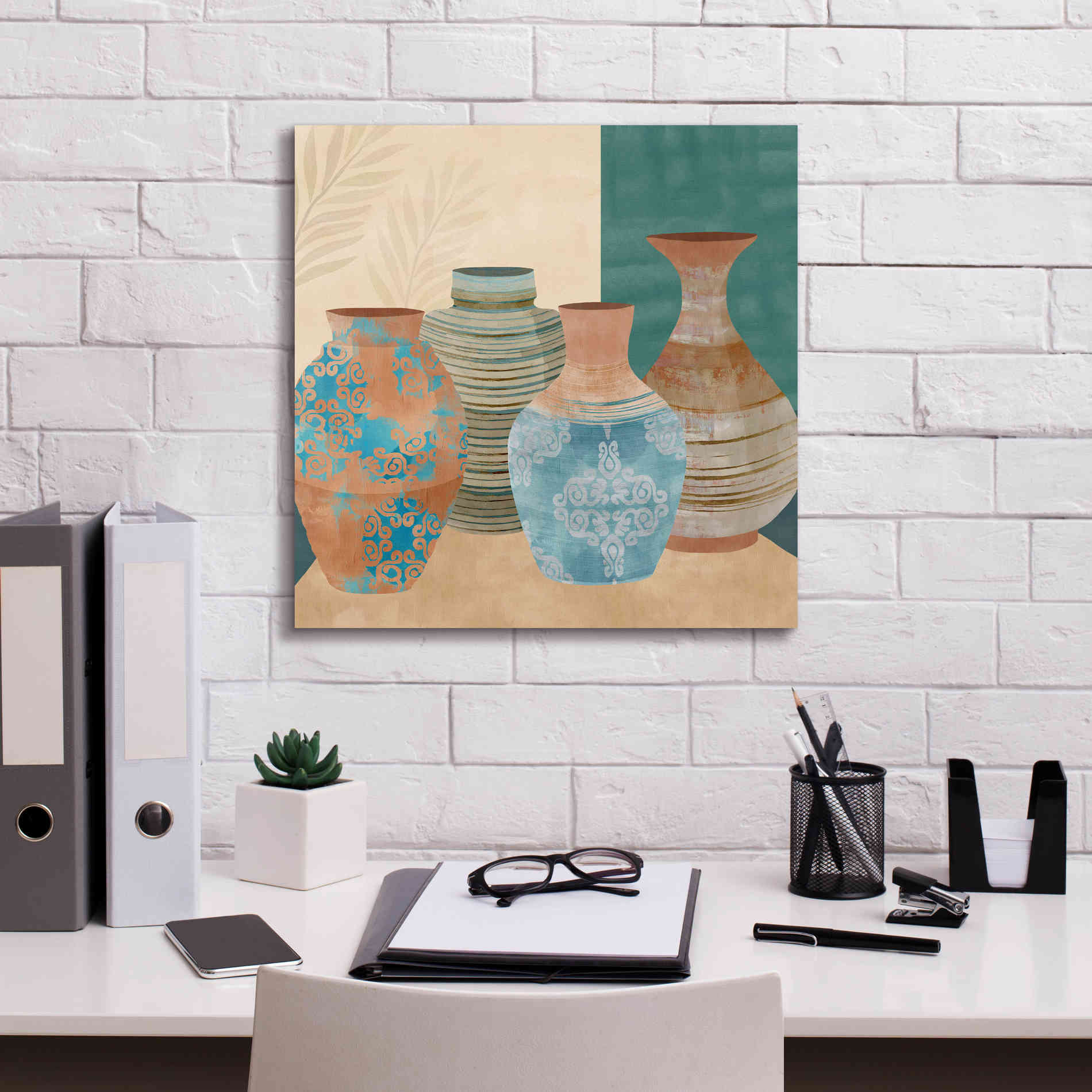 'Earthenware Pots II' by Flora Kouta Giclee Canvas Wall Art,18 x 18