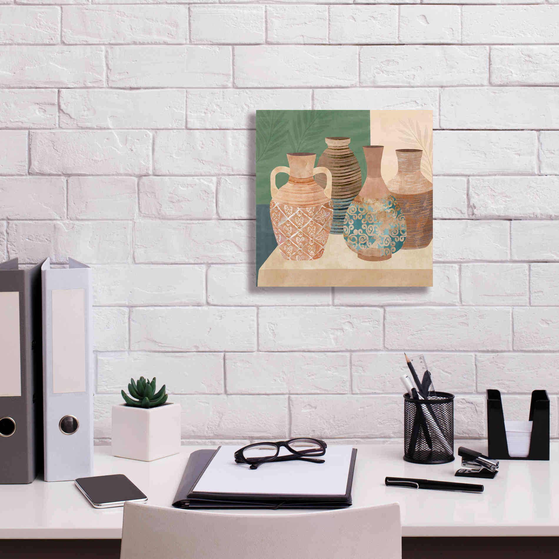 'Earthenware Pots III' by Flora Kouta Giclee Canvas Wall Art,12 x 12