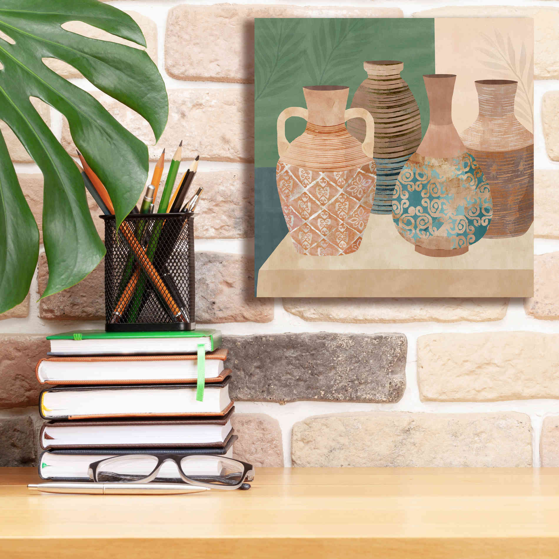 'Earthenware Pots III' by Flora Kouta Giclee Canvas Wall Art,12 x 12