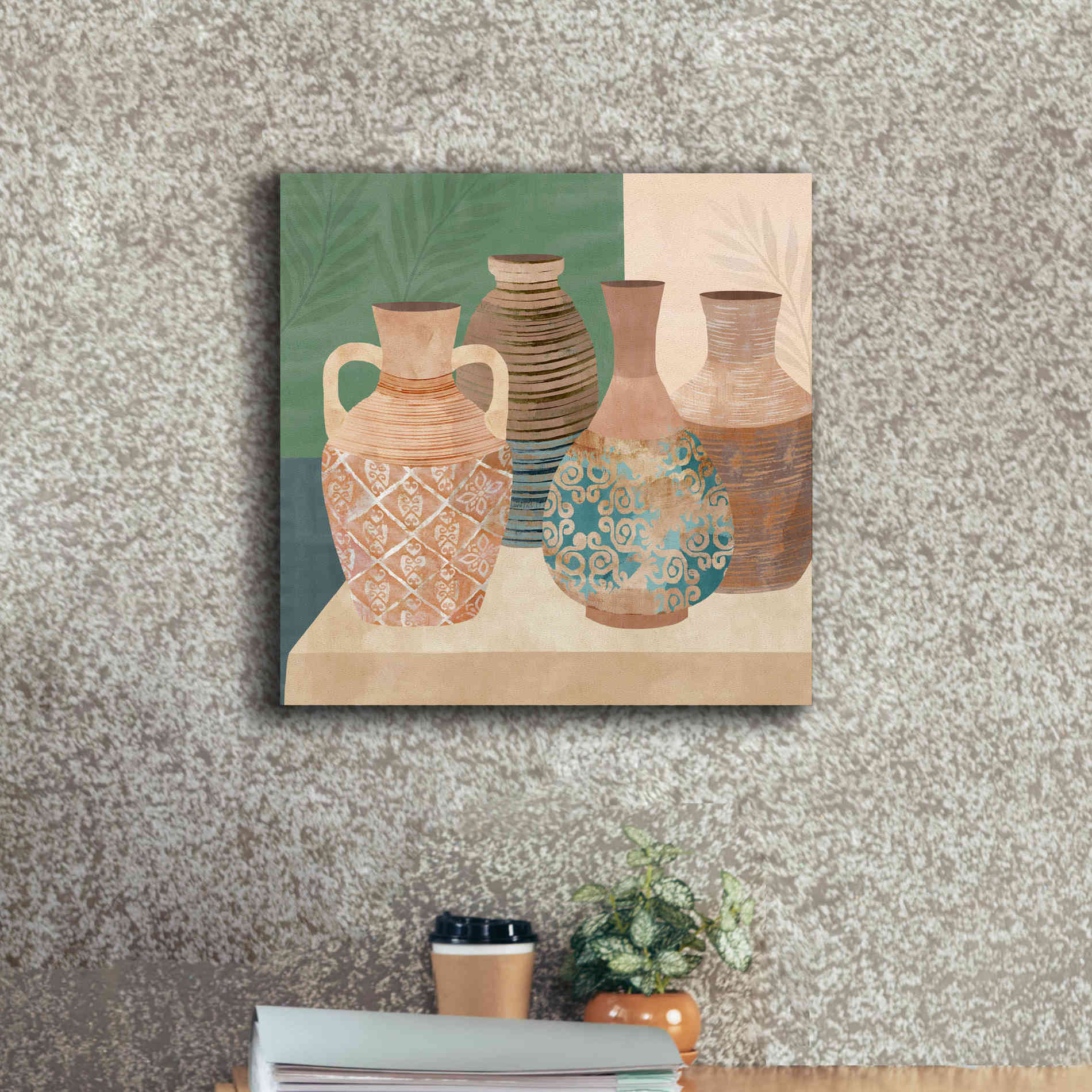 'Earthenware Pots III' by Flora Kouta Giclee Canvas Wall Art,18 x 18