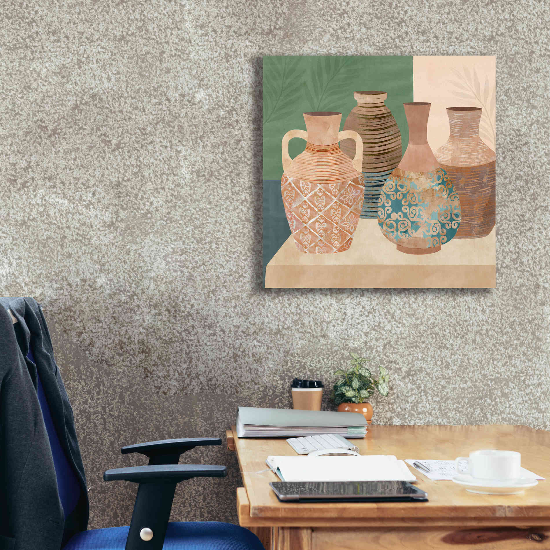 'Earthenware Pots III' by Flora Kouta Giclee Canvas Wall Art,26 x 26
