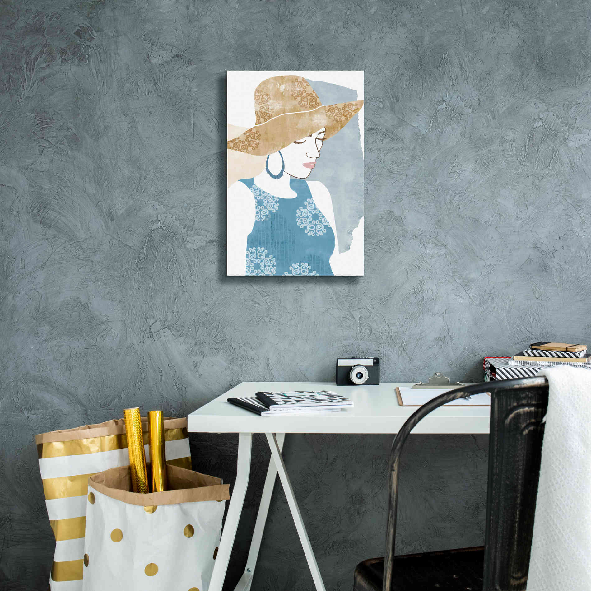 'Chapeau Boho I' by Flora Kouta Giclee Canvas Wall Art,12 x 18