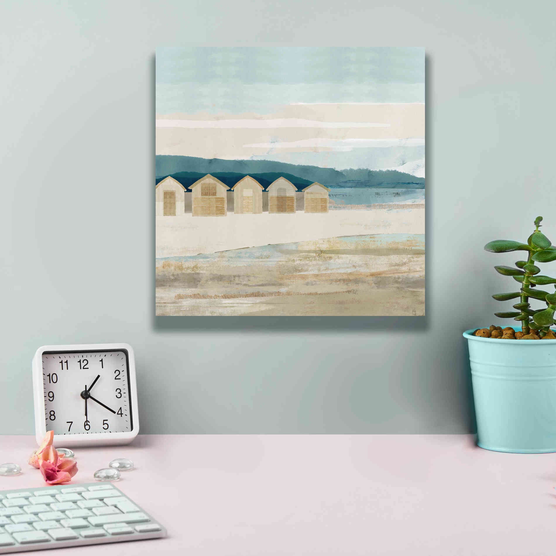 'Stone Bay Huts I' by Flora Kouta Giclee Canvas Wall Art,12 x 12