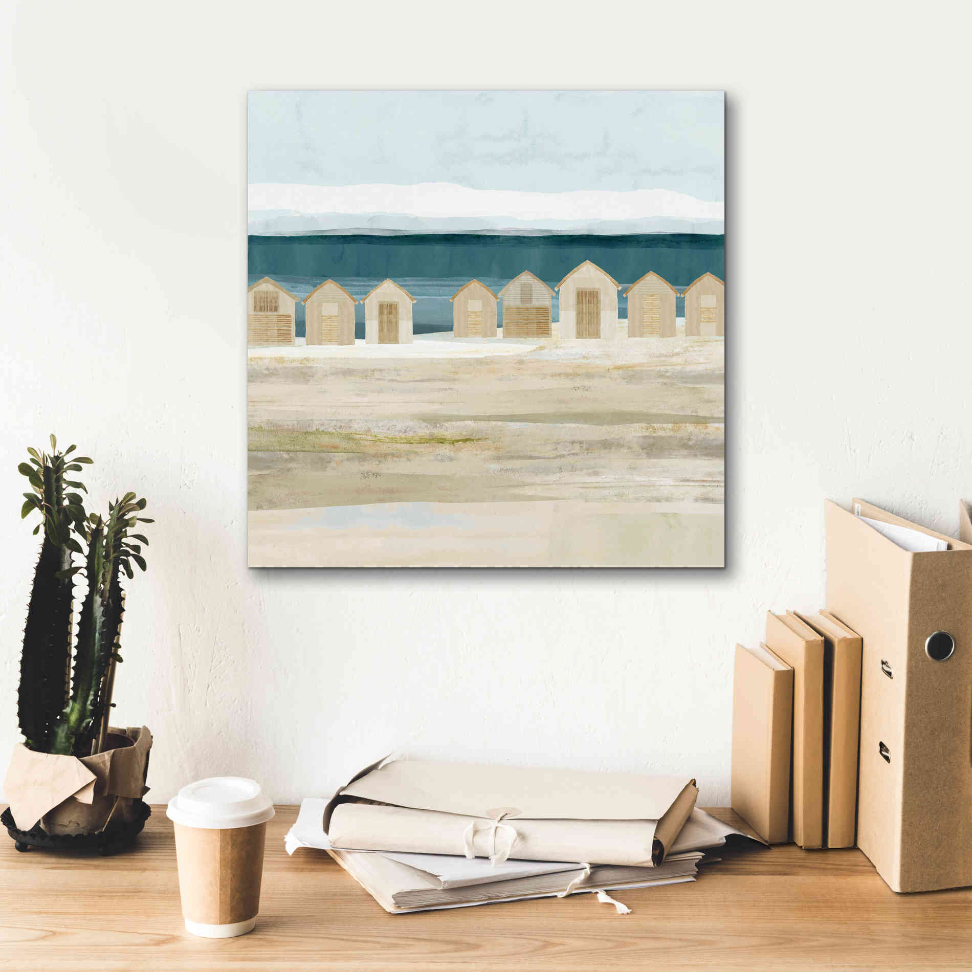 'Stone Bay Huts II' by Flora Kouta Giclee Canvas Wall Art,18 x 18