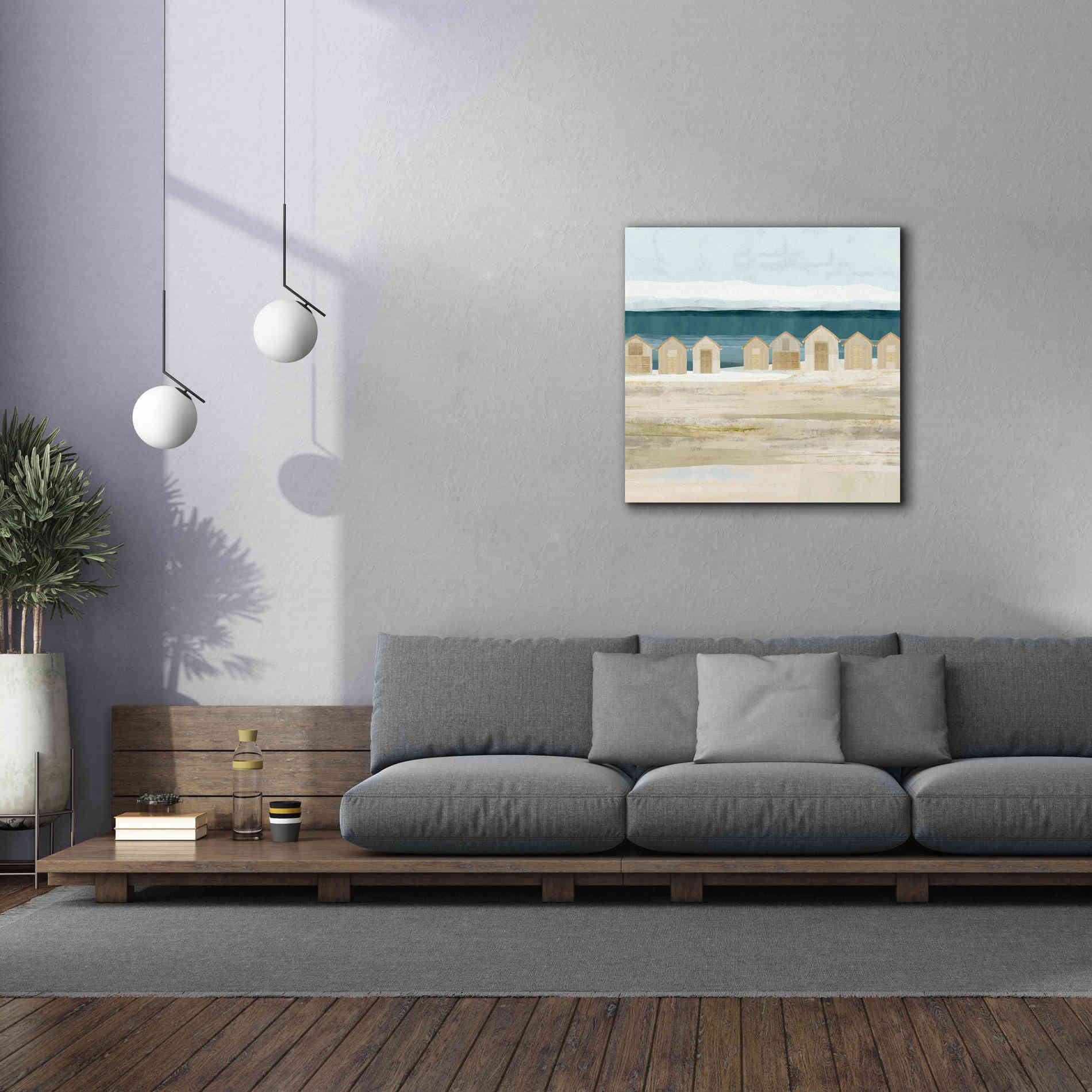 'Stone Bay Huts II' by Flora Kouta Giclee Canvas Wall Art,37 x 37