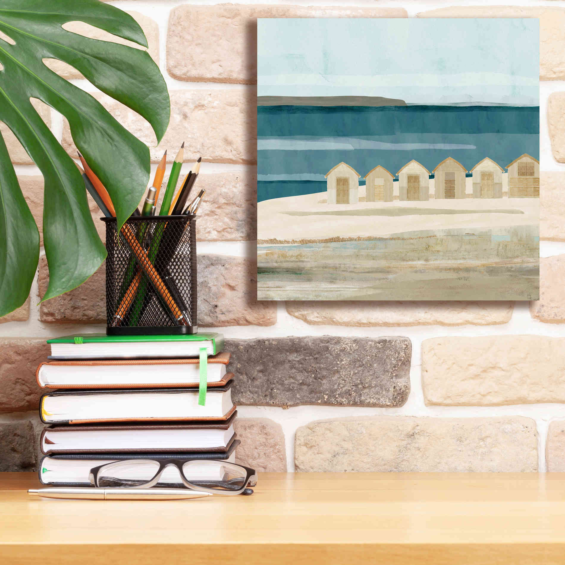 'Stone Bay Huts III' by Flora Kouta Giclee Canvas Wall Art,12 x 12