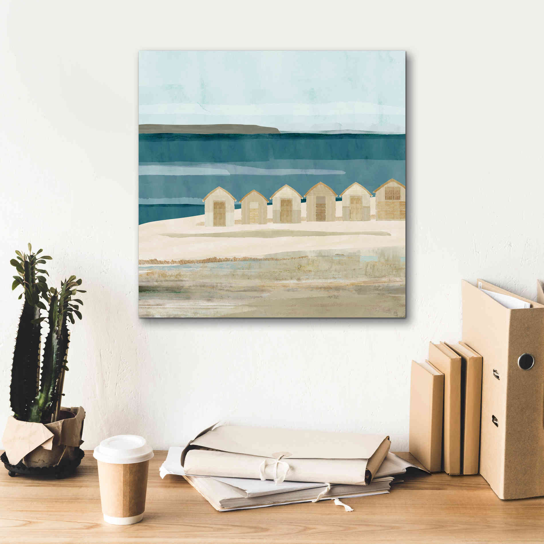 'Stone Bay Huts III' by Flora Kouta Giclee Canvas Wall Art,18 x 18