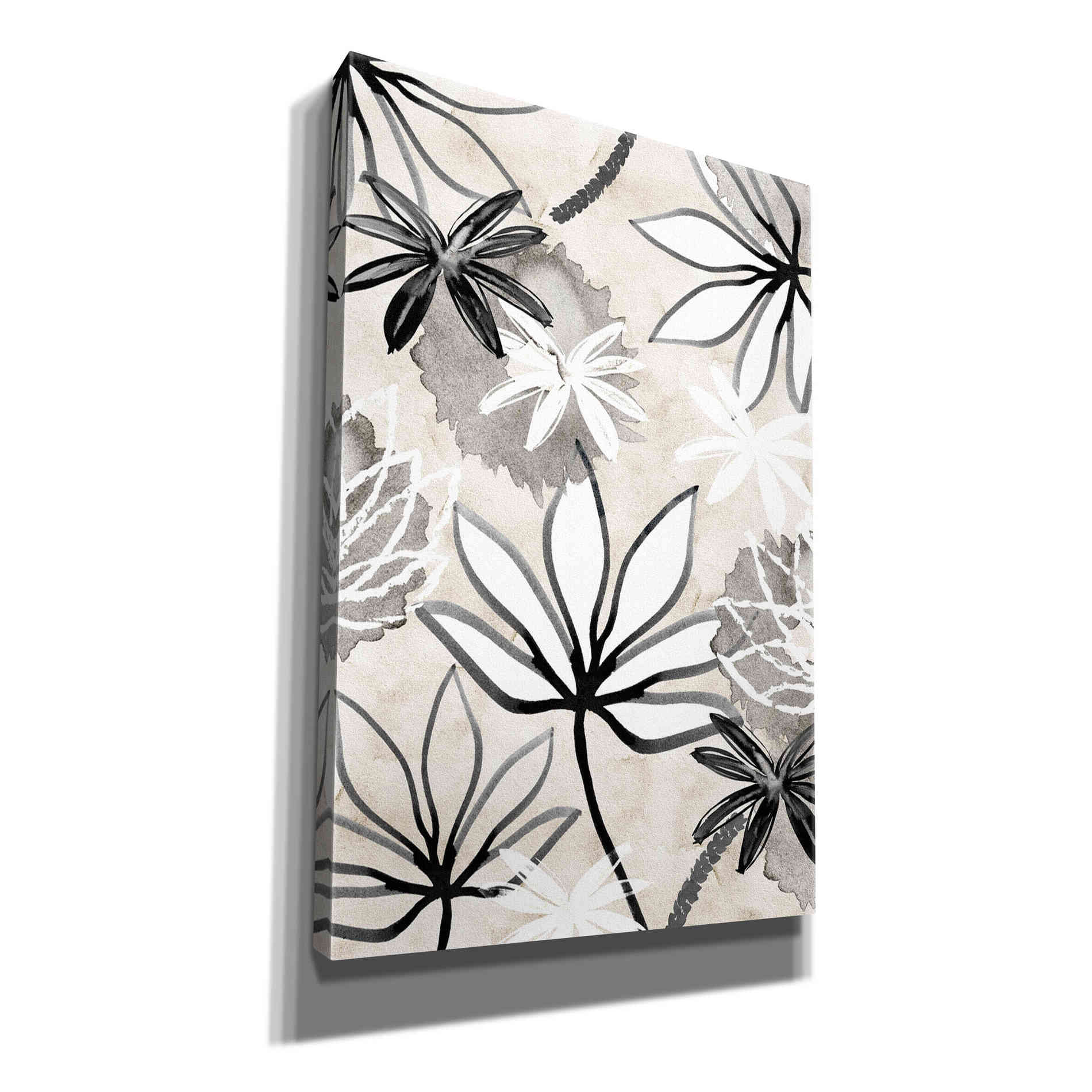 'Monochrome Flowers I' by Flora Kouta Giclee Canvas Wall Art