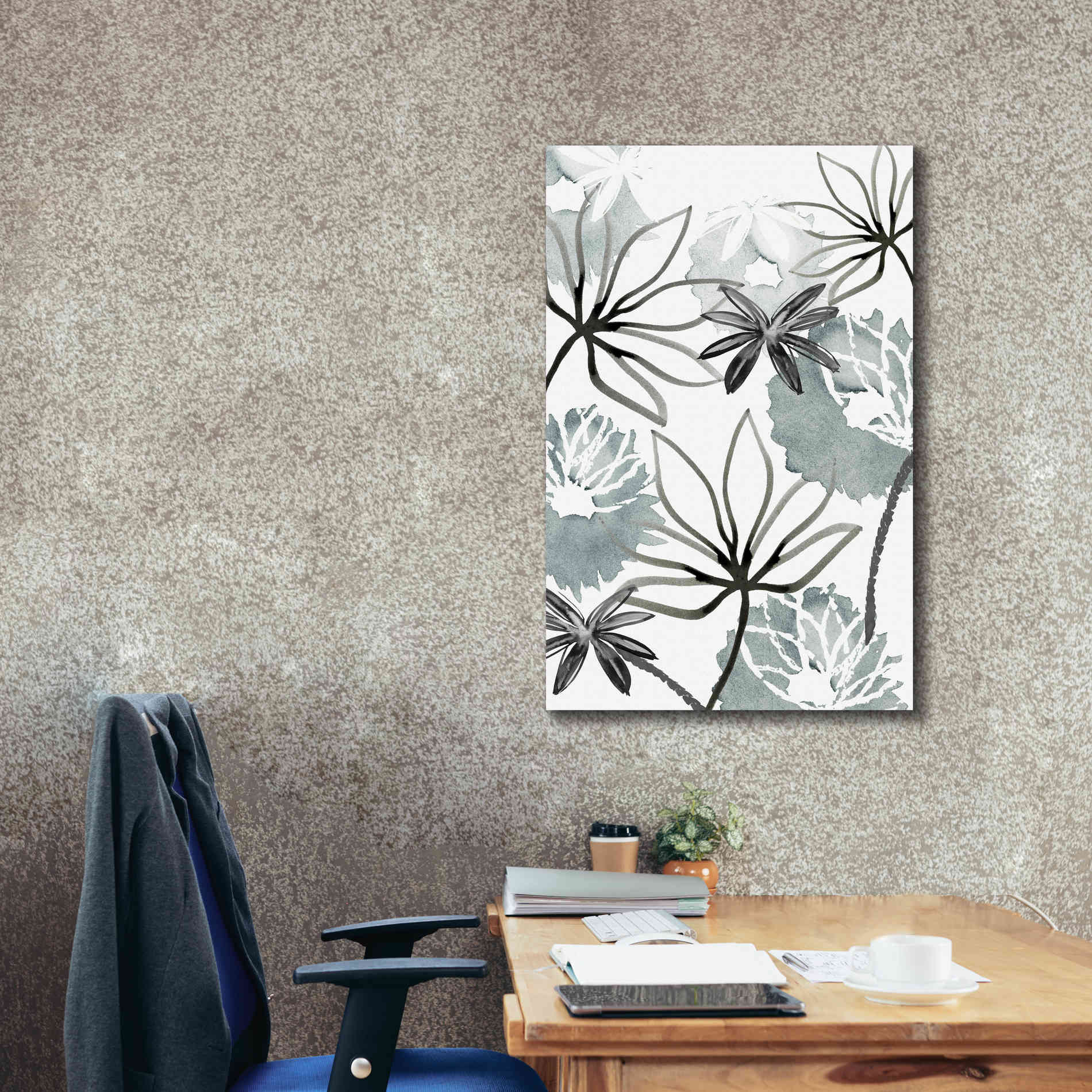 'Monochrome Flowers II' by Flora Kouta Giclee Canvas Wall Art,26 x 40
