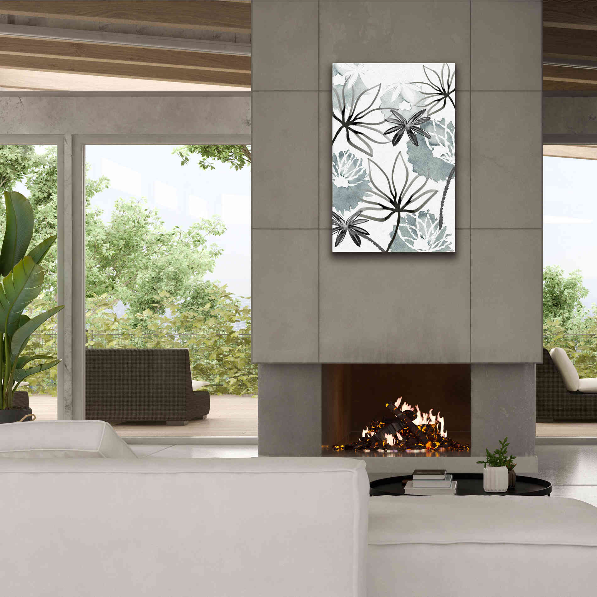 'Monochrome Flowers II' by Flora Kouta Giclee Canvas Wall Art,26 x 40