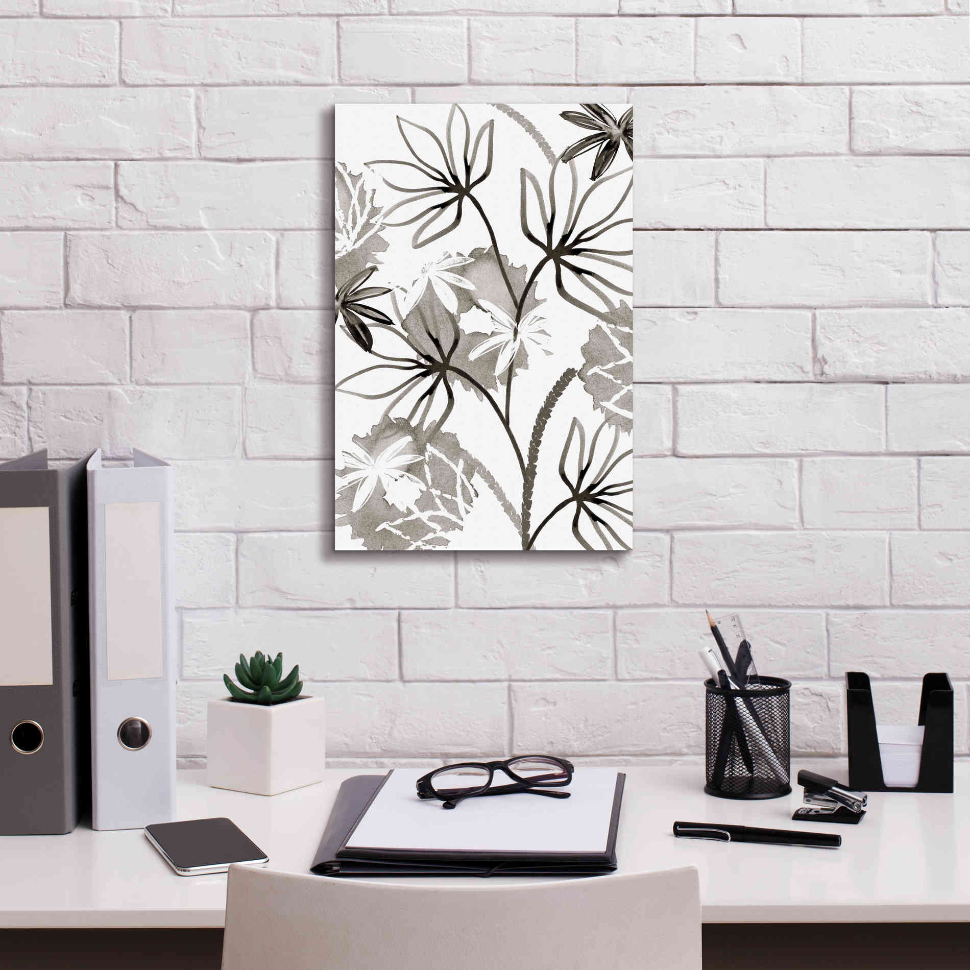 'Monochrome Flowers III' by Flora Kouta Giclee Canvas Wall Art,12 x 18