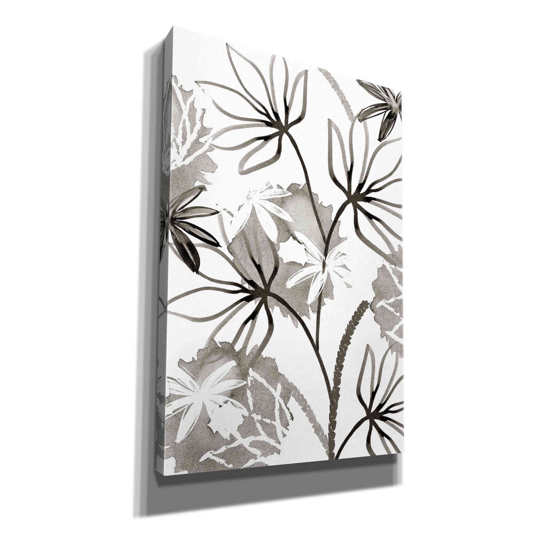 'Monochrome Flowers III' by Flora Kouta Giclee Canvas Wall Art