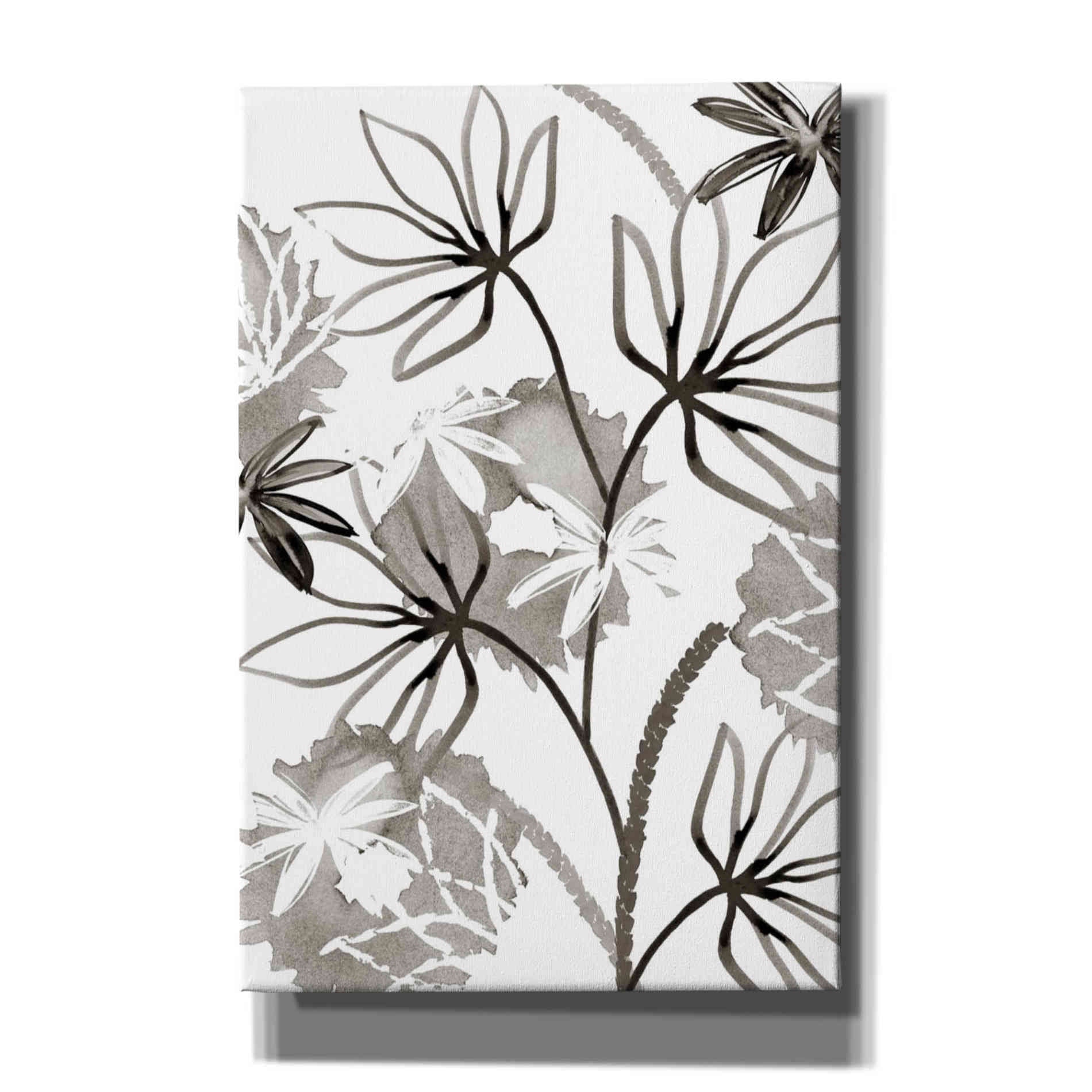'Monochrome Flowers III' by Flora Kouta Giclee Canvas Wall Art