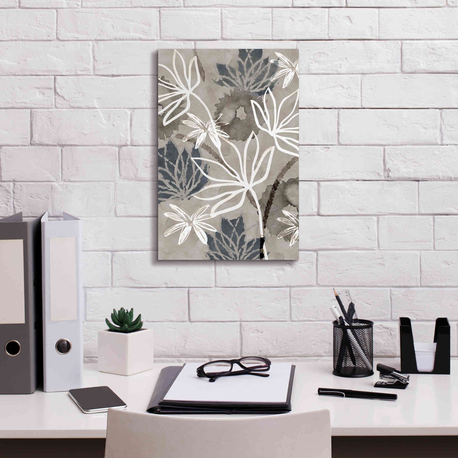 'Monochrome Flowers IV' by Flora Kouta Giclee Canvas Wall Art,12 x 18
