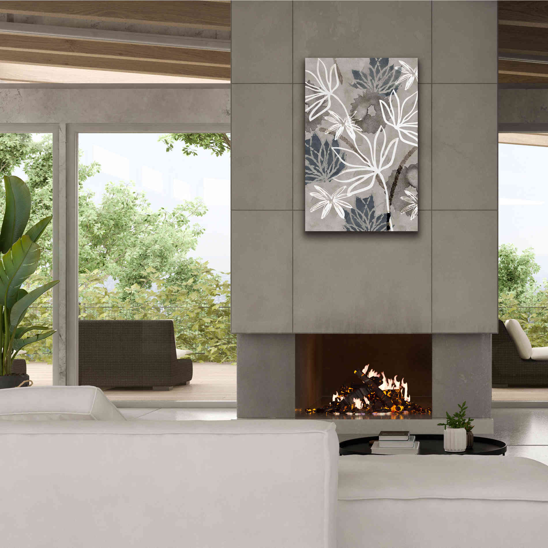 'Monochrome Flowers IV' by Flora Kouta Giclee Canvas Wall Art,26 x 40