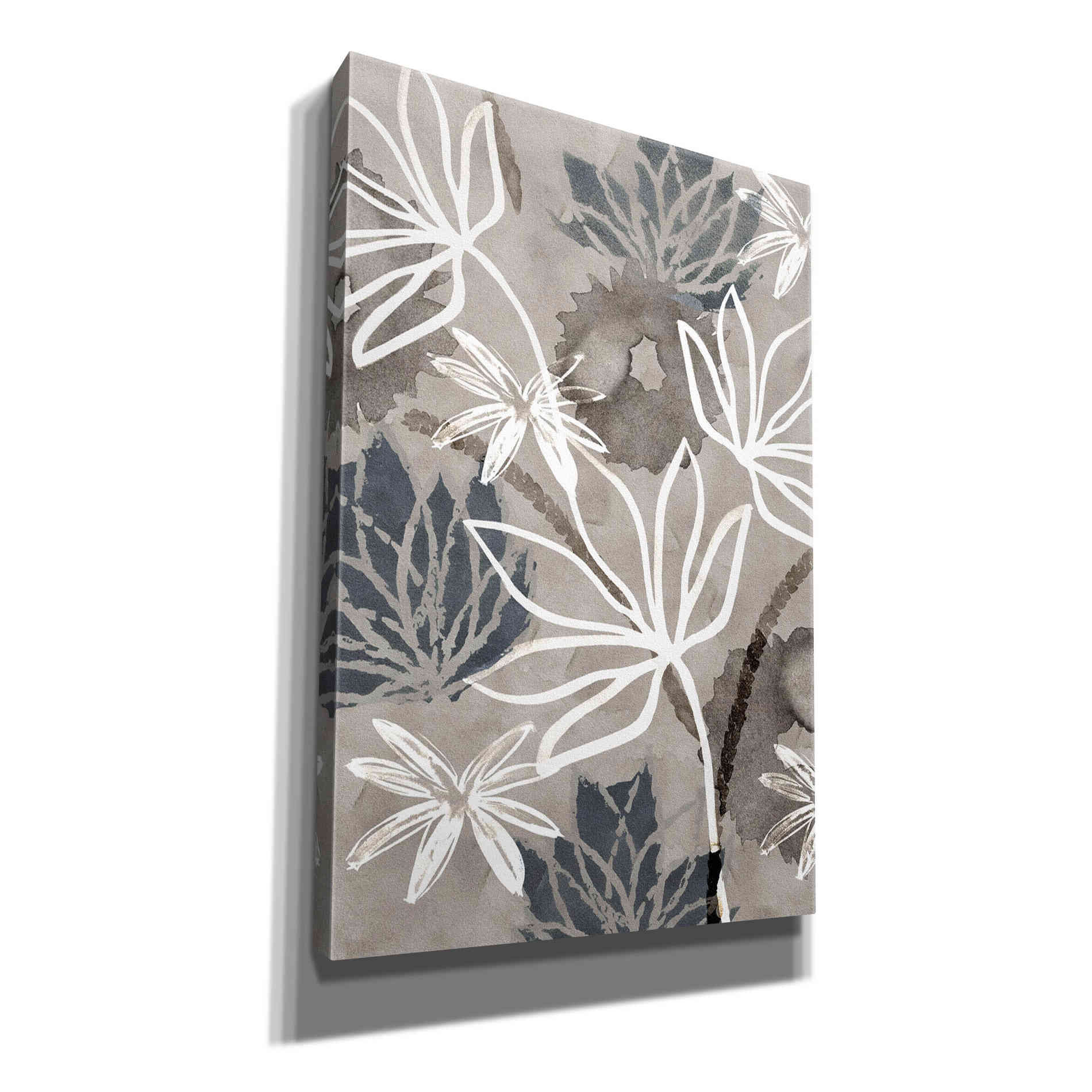 'Monochrome Flowers IV' by Flora Kouta Giclee Canvas Wall Art