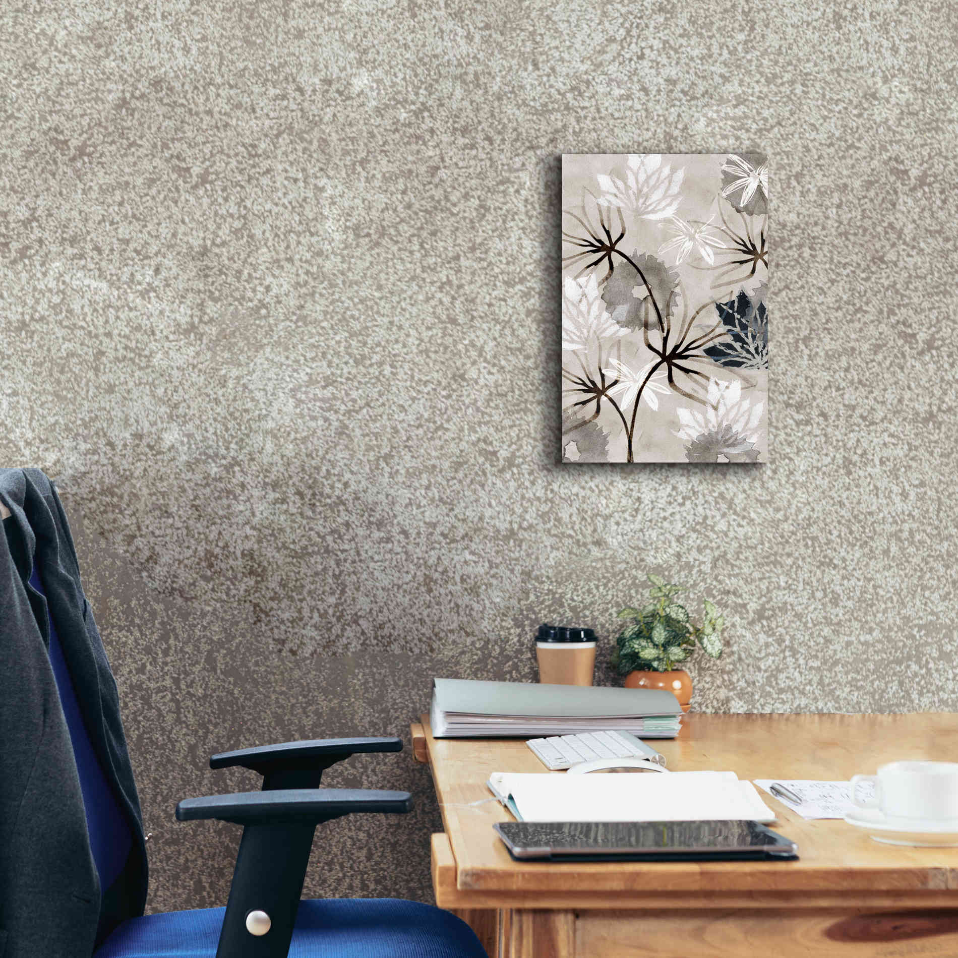 'Monochrome Flowers V' by Flora Kouta Giclee Canvas Wall Art,12 x 18