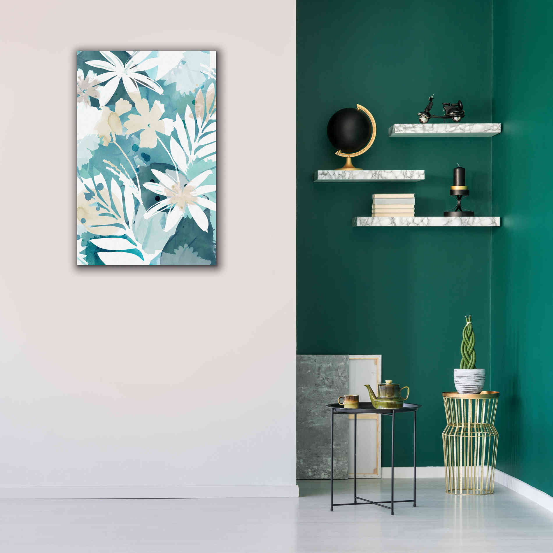 'Soft Blue Floral I' by Flora Kouta Giclee Canvas Wall Art,26 x 40