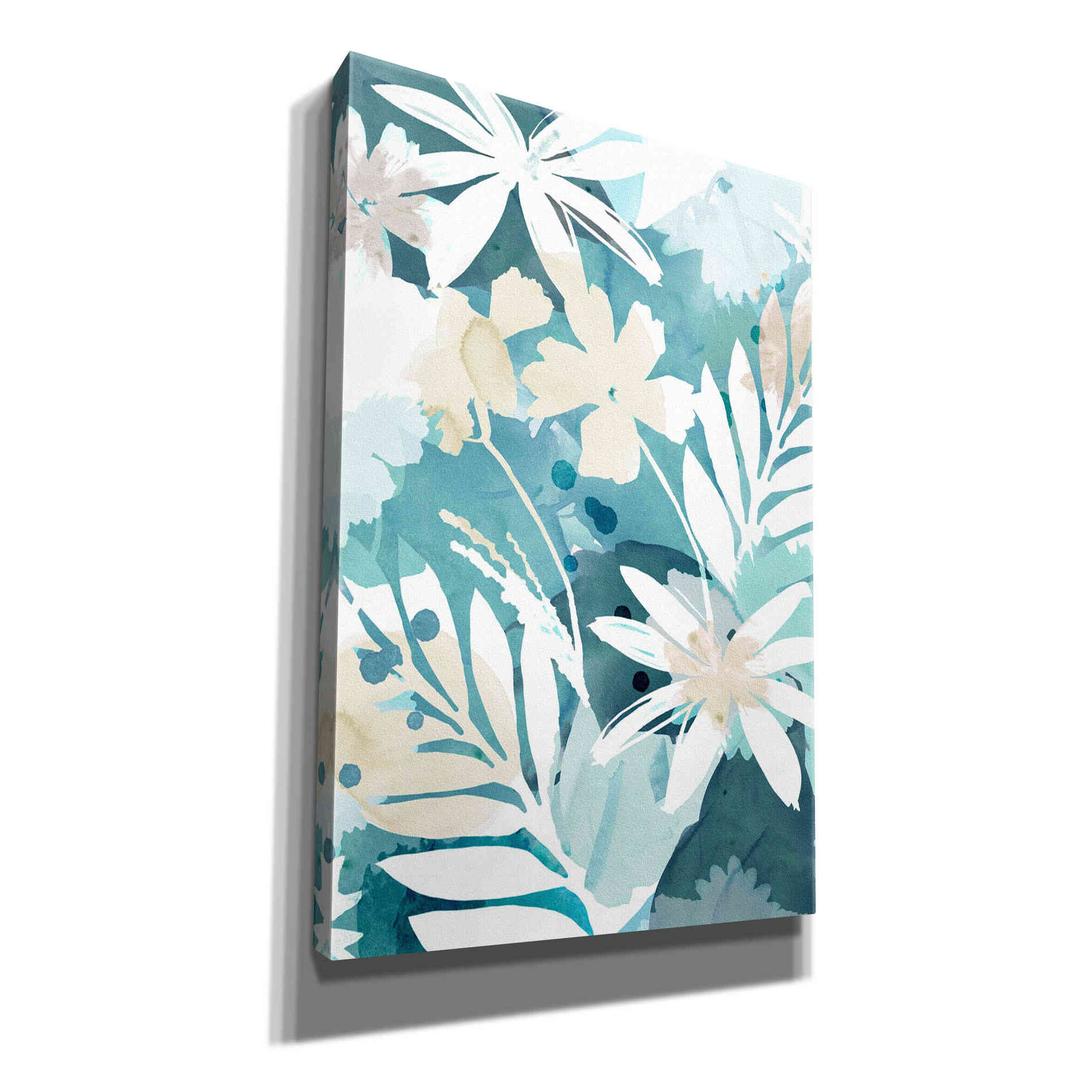 'Soft Blue Floral I' by Flora Kouta Giclee Canvas Wall Art
