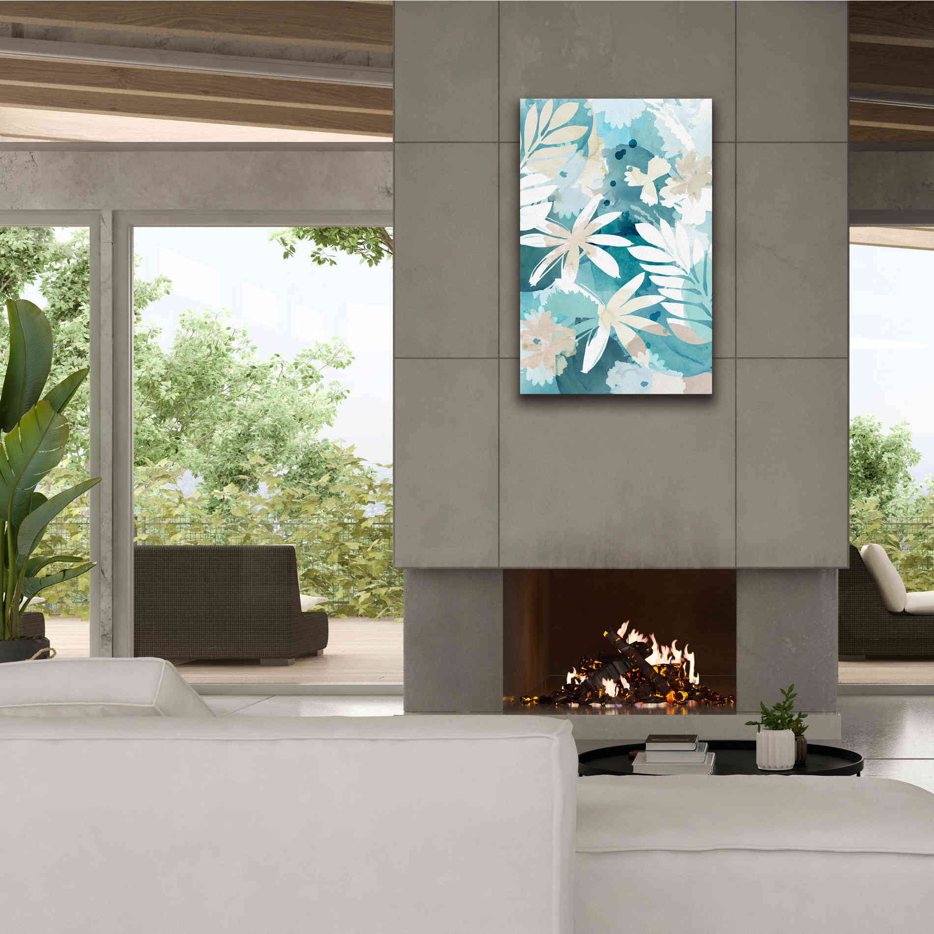 'Soft Blue Floral II' by Flora Kouta Giclee Canvas Wall Art,26 x 40