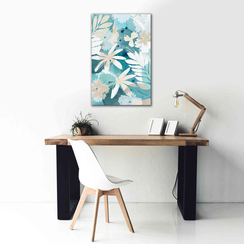 Image of 'Soft Blue Floral II' by Flora Kouta Giclee Canvas Wall Art,26 x 40