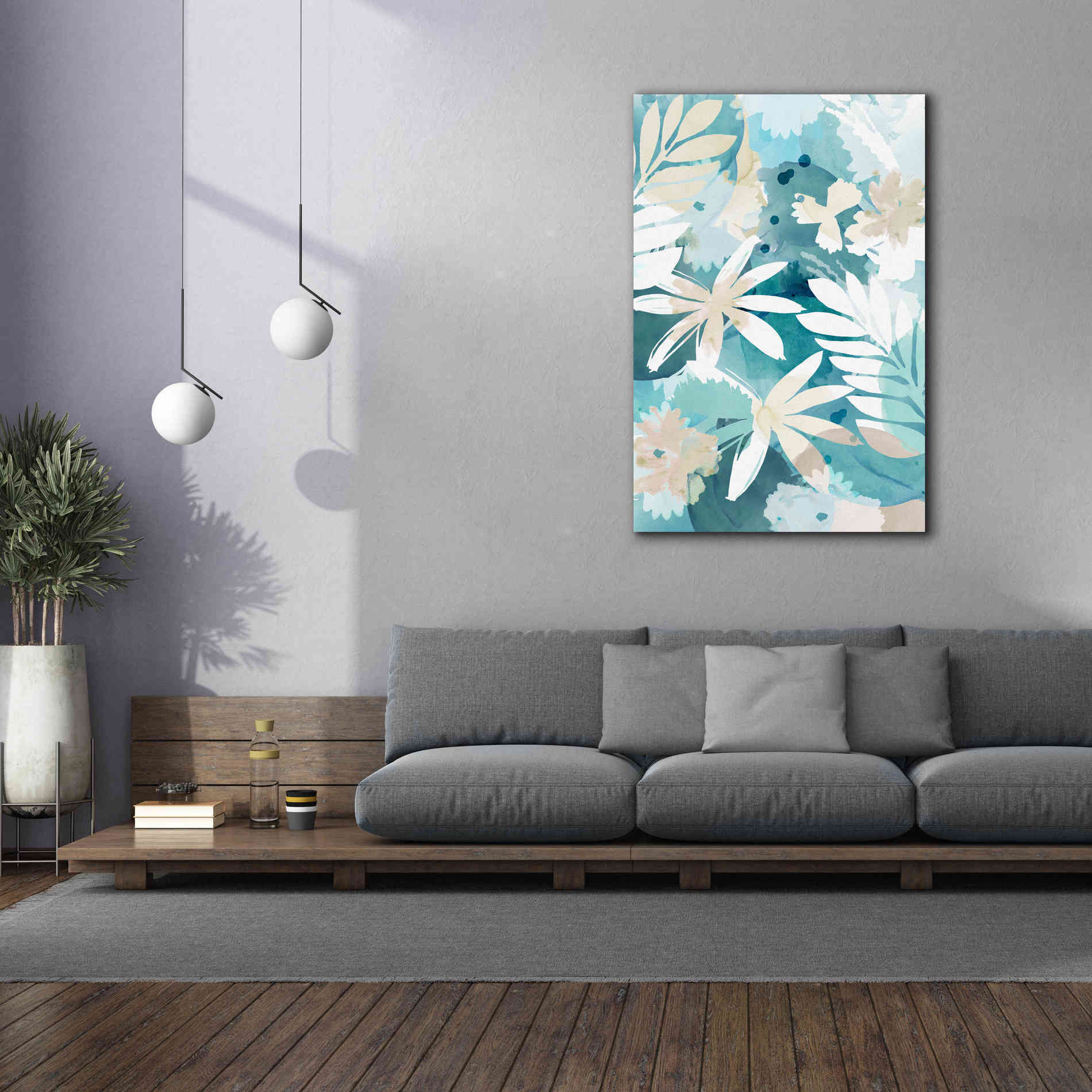 'Soft Blue Floral II' by Flora Kouta Giclee Canvas Wall Art,40 x 60
