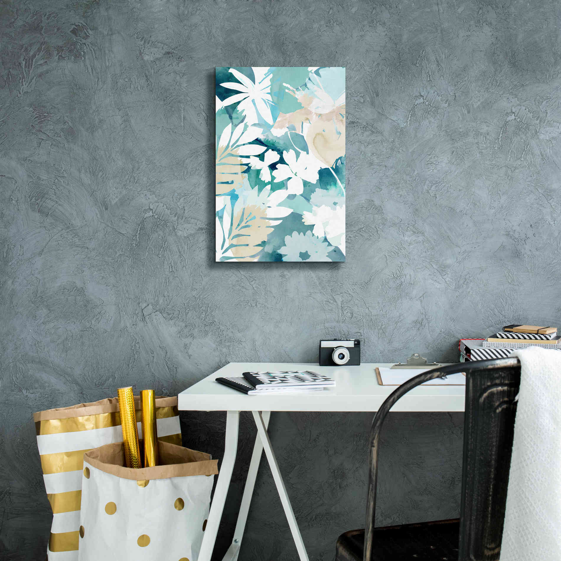 'Soft Blue Floral III' by Flora Kouta Giclee Canvas Wall Art,12 x 18