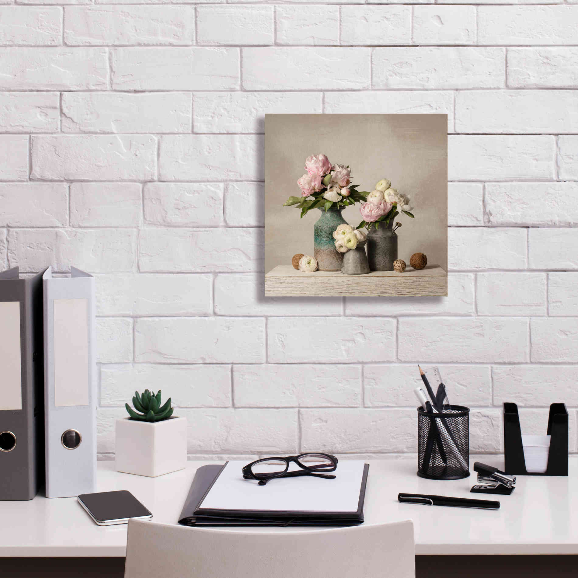'Three Spring Blooms' by Leah McLean Giclee Canvas Wall Art,12 x 12