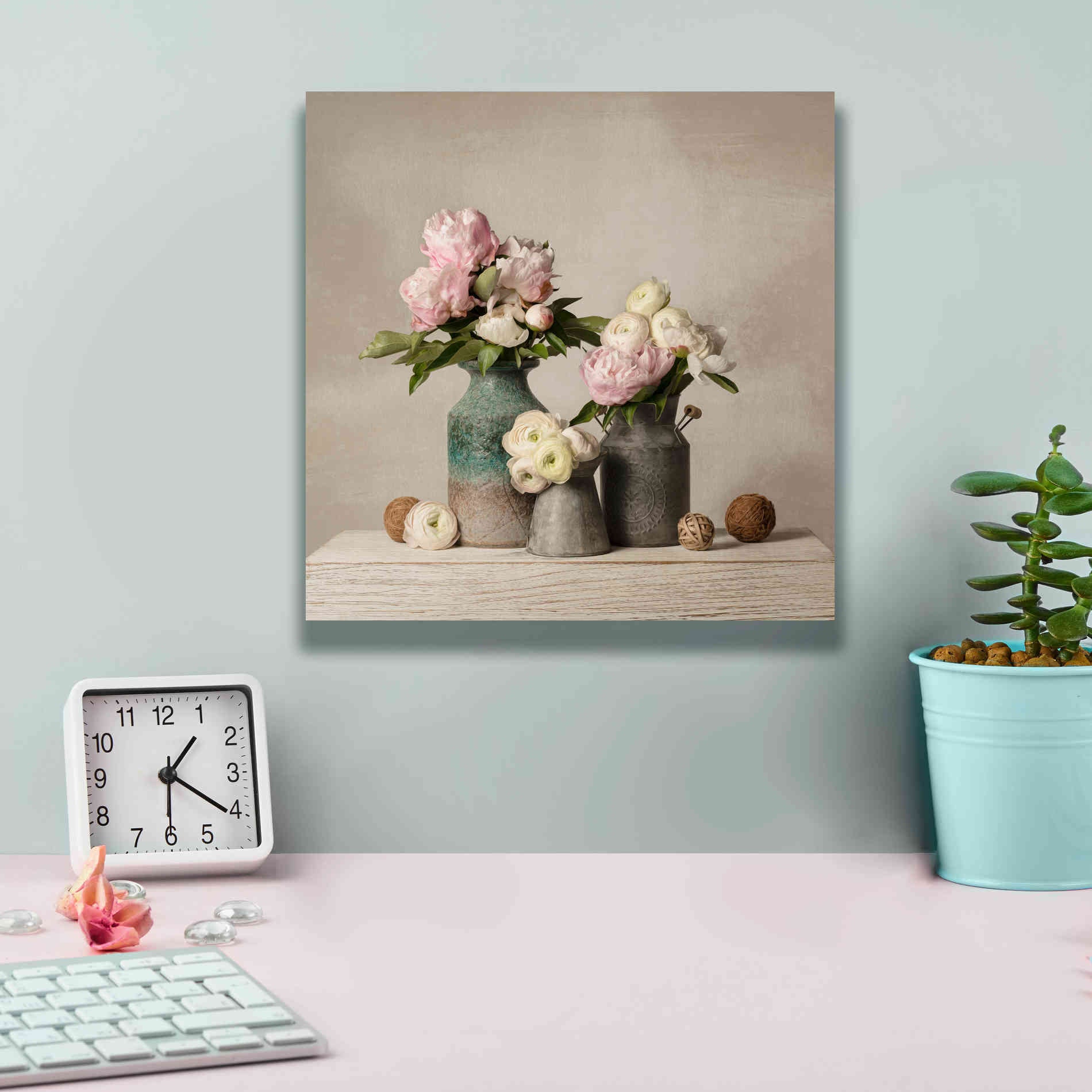 'Three Spring Blooms' by Leah McLean Giclee Canvas Wall Art,12 x 12