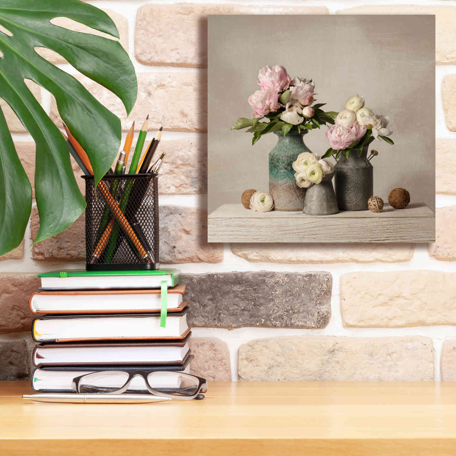 'Three Spring Blooms' by Leah McLean Giclee Canvas Wall Art,12 x 12