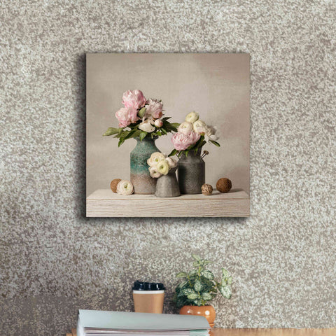 Image of 'Three Spring Blooms' by Leah McLean Giclee Canvas Wall Art,18 x 18