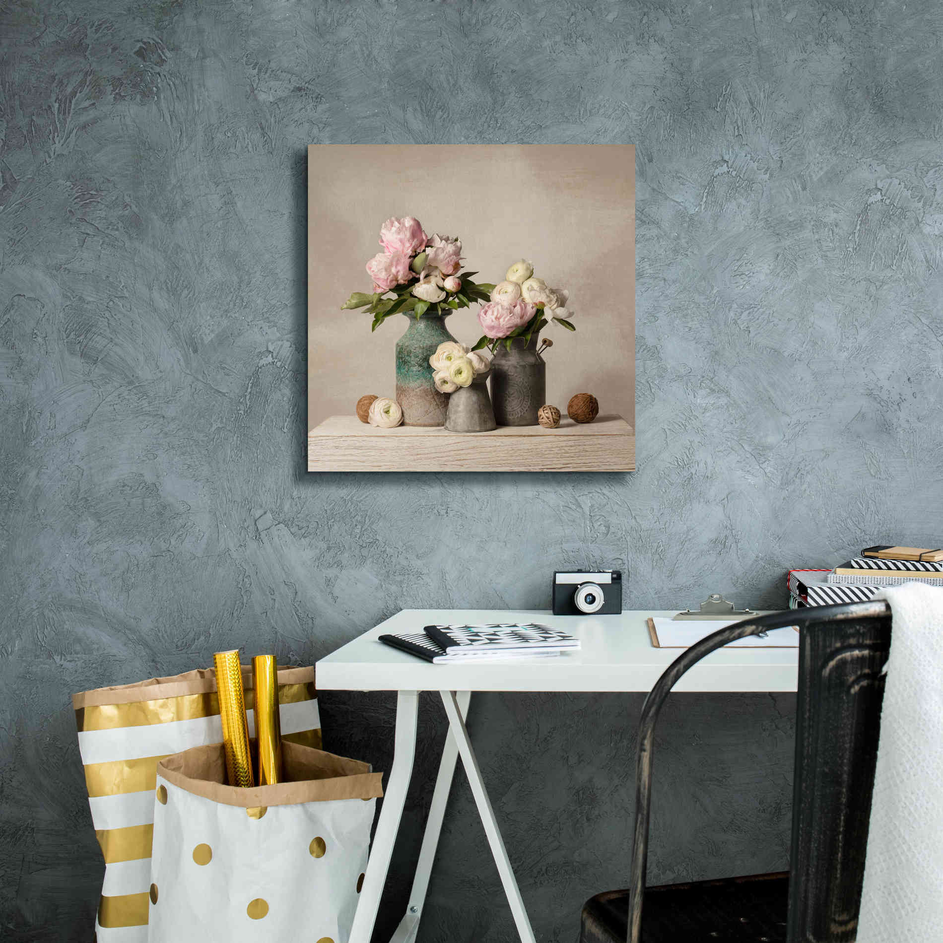 'Three Spring Blooms' by Leah McLean Giclee Canvas Wall Art,18 x 18