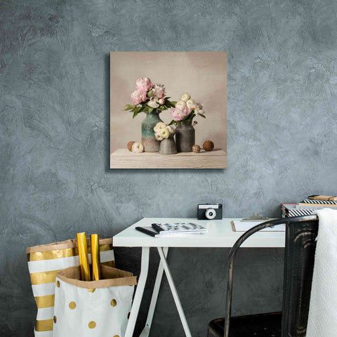 Image of 'Three Spring Blooms' by Leah McLean Giclee Canvas Wall Art,18 x 18
