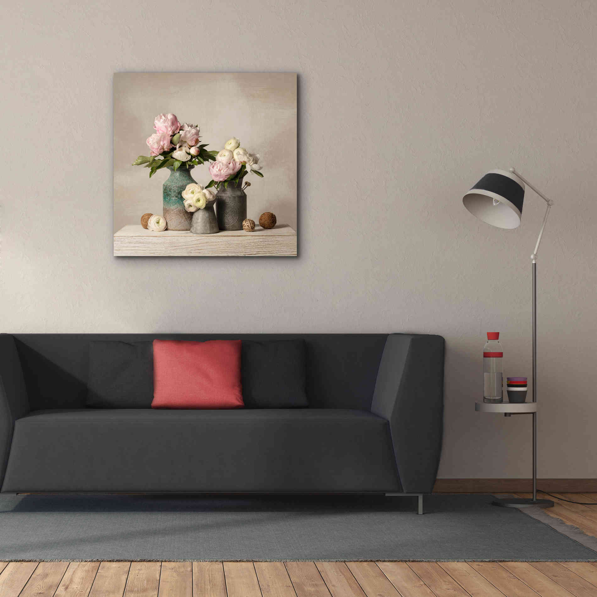 'Three Spring Blooms' by Leah McLean Giclee Canvas Wall Art,37 x 37