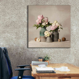 'Three Spring Blooms' by Leah McLean Giclee Canvas Wall Art,37 x 37