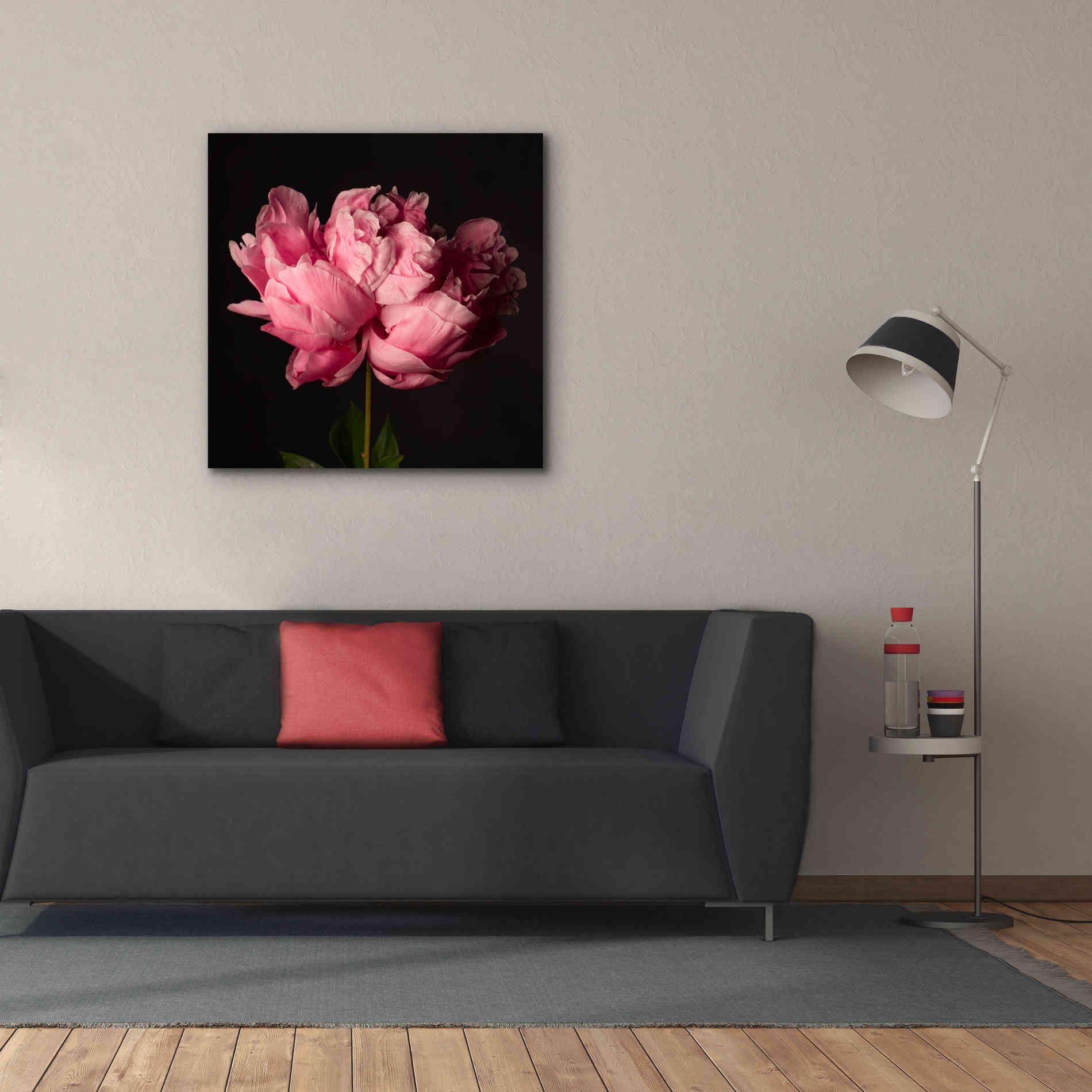 'Perfect Peony' by Leah McLean Giclee Canvas Wall Art,37 x 37