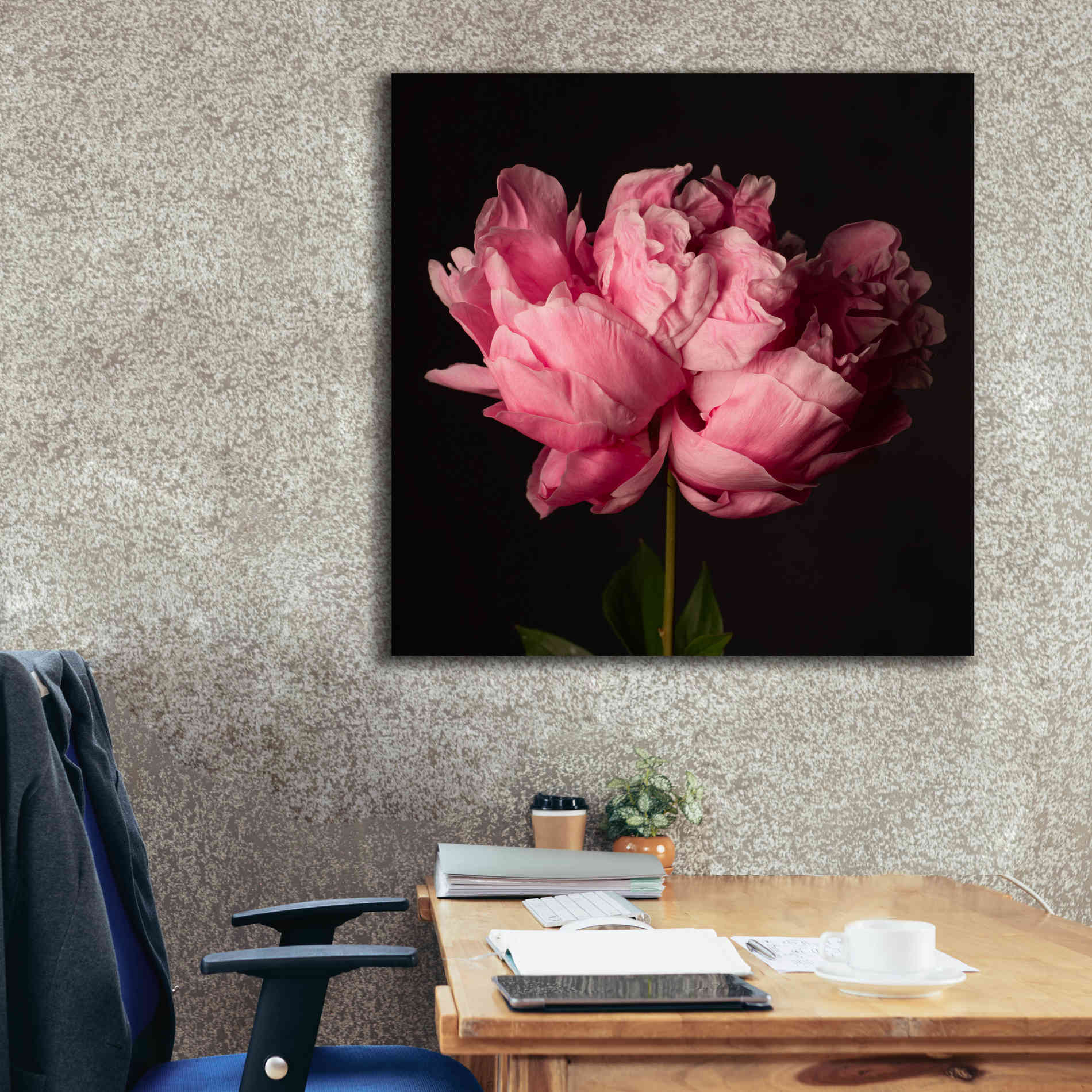 'Perfect Peony' by Leah McLean Giclee Canvas Wall Art,37 x 37
