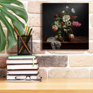 'Pear And Parrot Tulip Still Life' by Leah McLean Giclee Canvas Wall Art,12 x 12